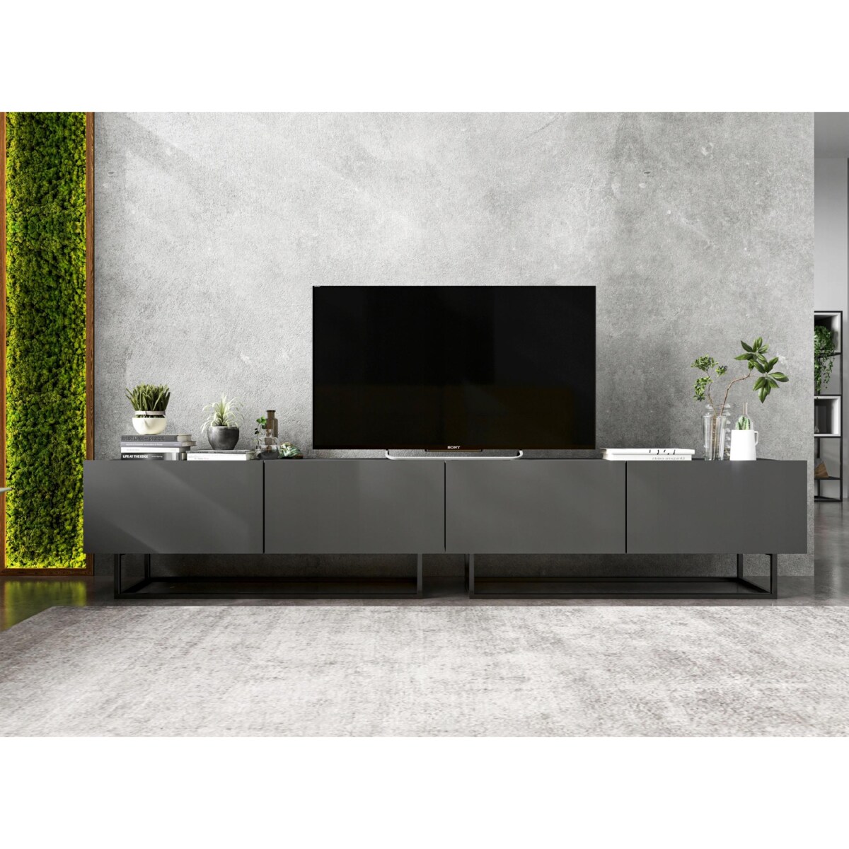 Szafka RTV Komoda Loft Industrialna Grafit Mat 240 cm