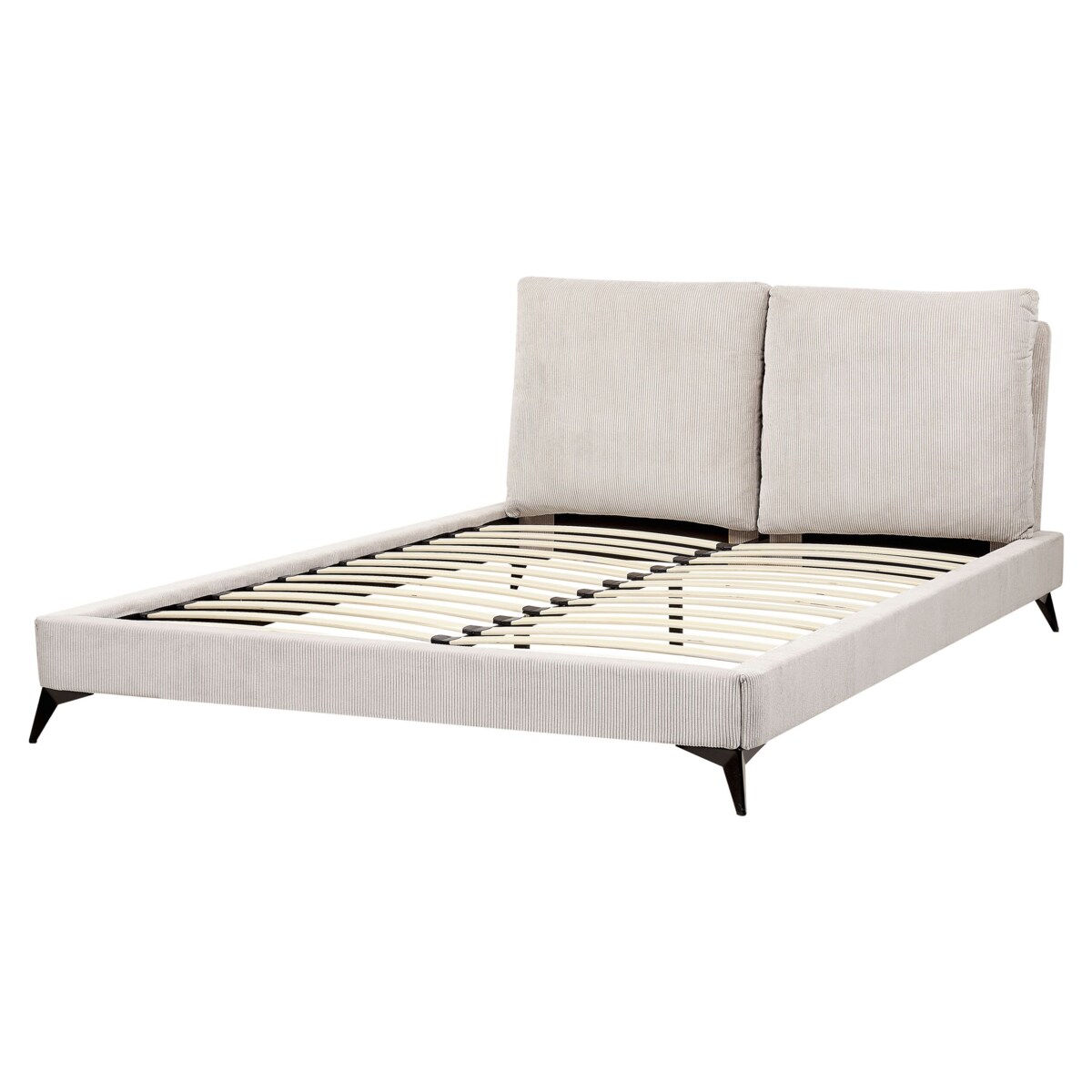 Łóżko sztruksowe 160 x 200 cm jasnobeżowe MELLE