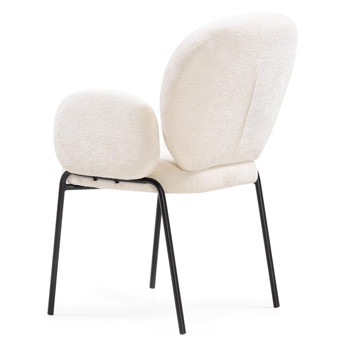Krzesło do jadalni ecru/czarne metalowe nogi