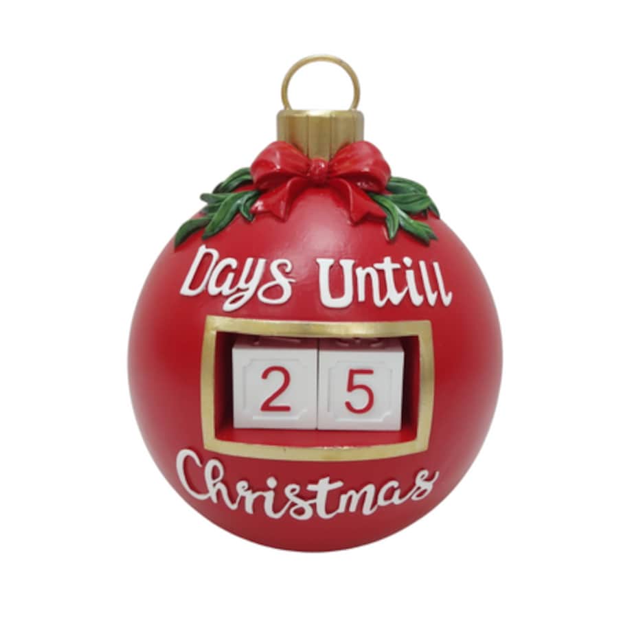 Czerwona bombka 17,2x13,6 cm z napisem i datą Kalendarz adwentowy