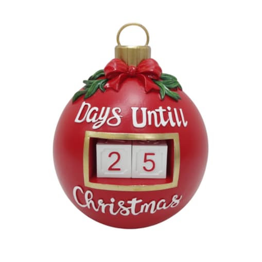 Czerwona bombka 17,2x13,6 cm z napisem i datą Kalendarz adwentowy