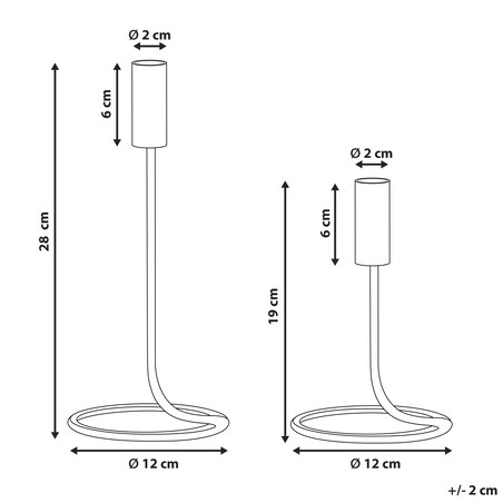 Zestaw 2 świeczników BUNYU Metal 19/28 cm Złoty