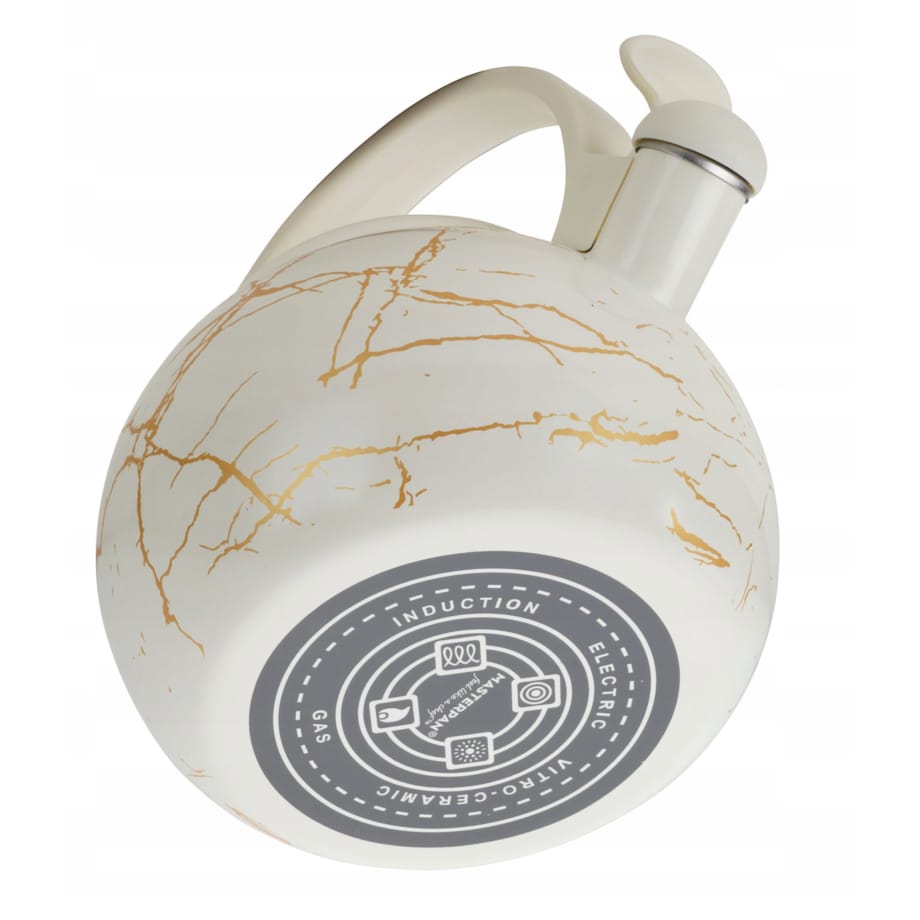 Czajnik Emaliowany Retro 2.2L Z Gwizdkiem Stal Węglowa Biały Indukcja Gaz