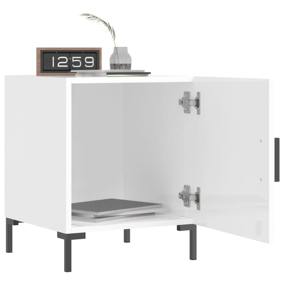 vidaXL Szafki nocne, 2 szt., białe z połyskiem, 40x40x50 cm