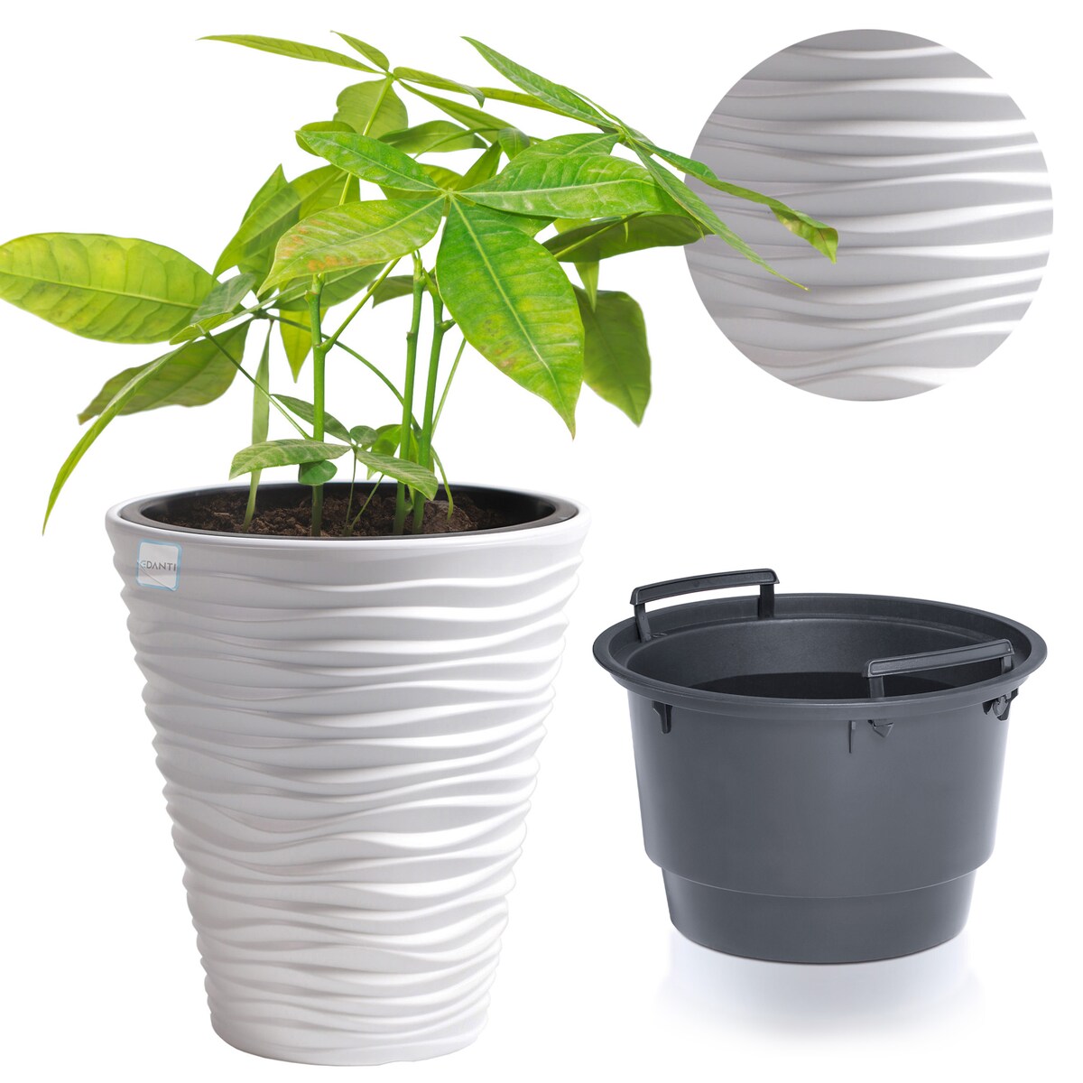 Doniczka Donica Ogrodowa 38,8 Cm Sand Okrągła Na Taras Do Ogrodu Domu Biała