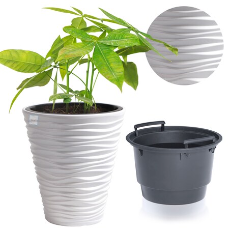 Doniczka Donica Ogrodowa 38,8 Cm Sand Okrągła Na Taras Do Ogrodu Domu Biała