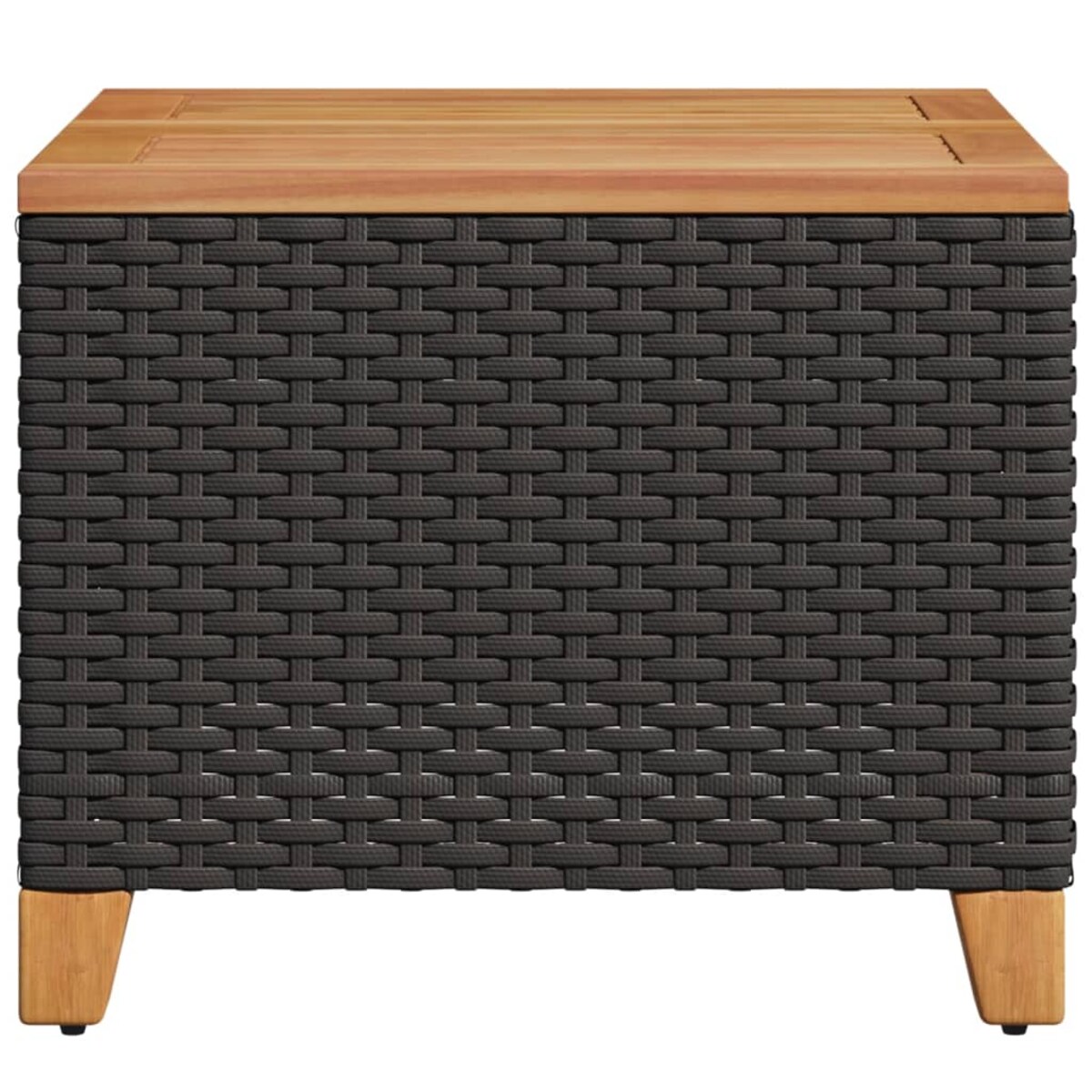 vidaXL Stolik ogrodowy, czarny, 45x45x37 cm, polirattan i akacja