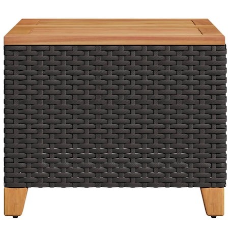 vidaXL Stolik ogrodowy, czarny, 45x45x37 cm, polirattan i akacja