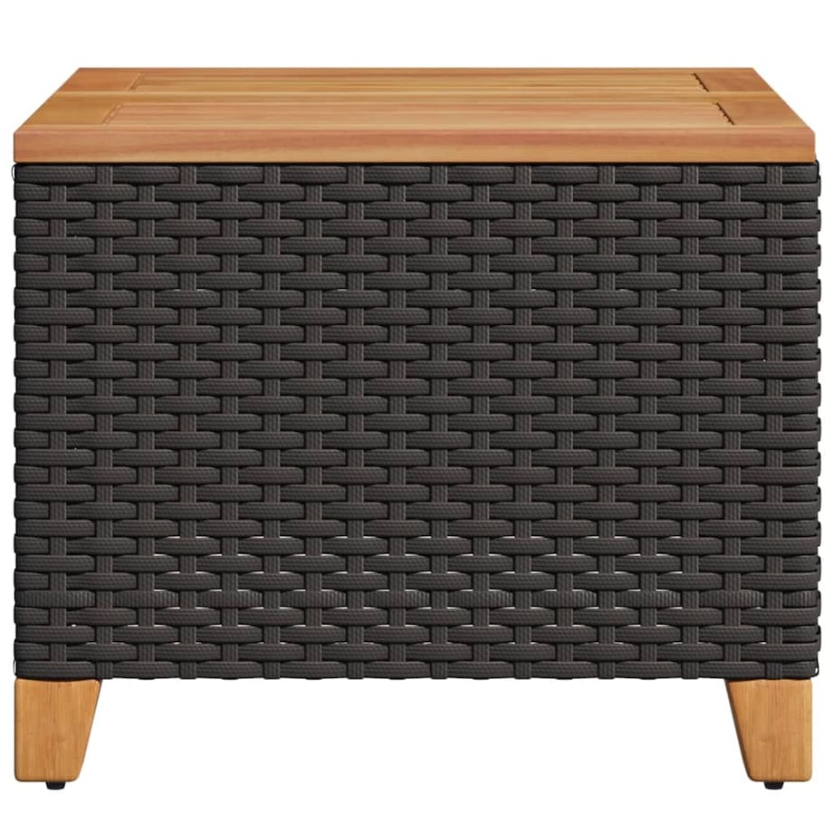 vidaXL Stolik ogrodowy, czarny, 45x45x37 cm, polirattan i akacja