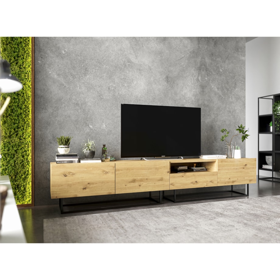 Szafka RTV Loft Industrialna Komoda RTV Szuflada Dąb Artisan Mat 120 cm