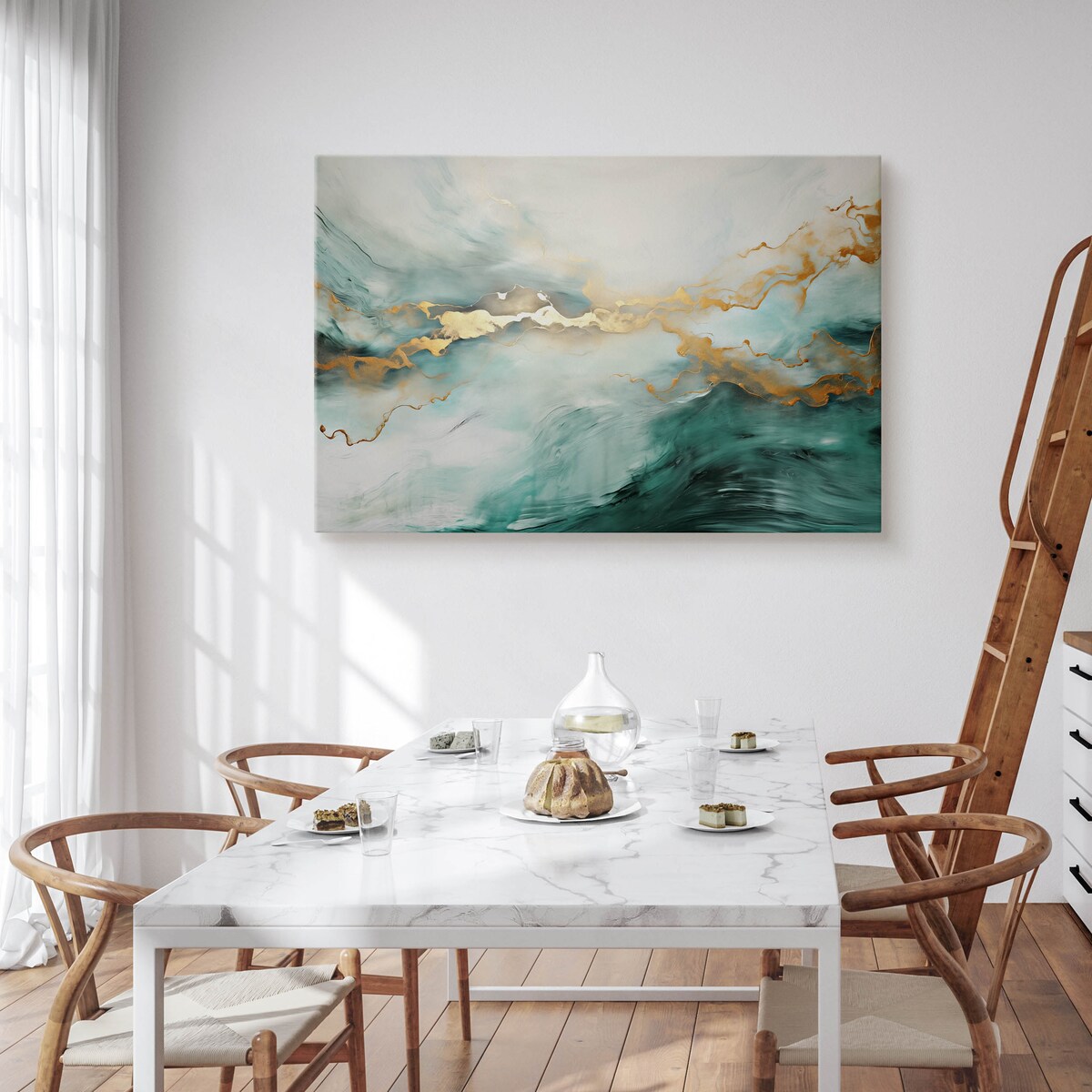 Obraz Na Płótnie Do Salonu Abstrakcja Zielony Marmur Styl Glamour 70x50cm