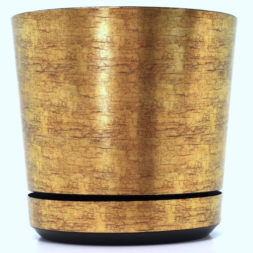 32 cm wzór ZŁOTO ANTYCZNE Doniczka z podstawką klasyczna elegancka rustykalna starożytna duża szeroka donica