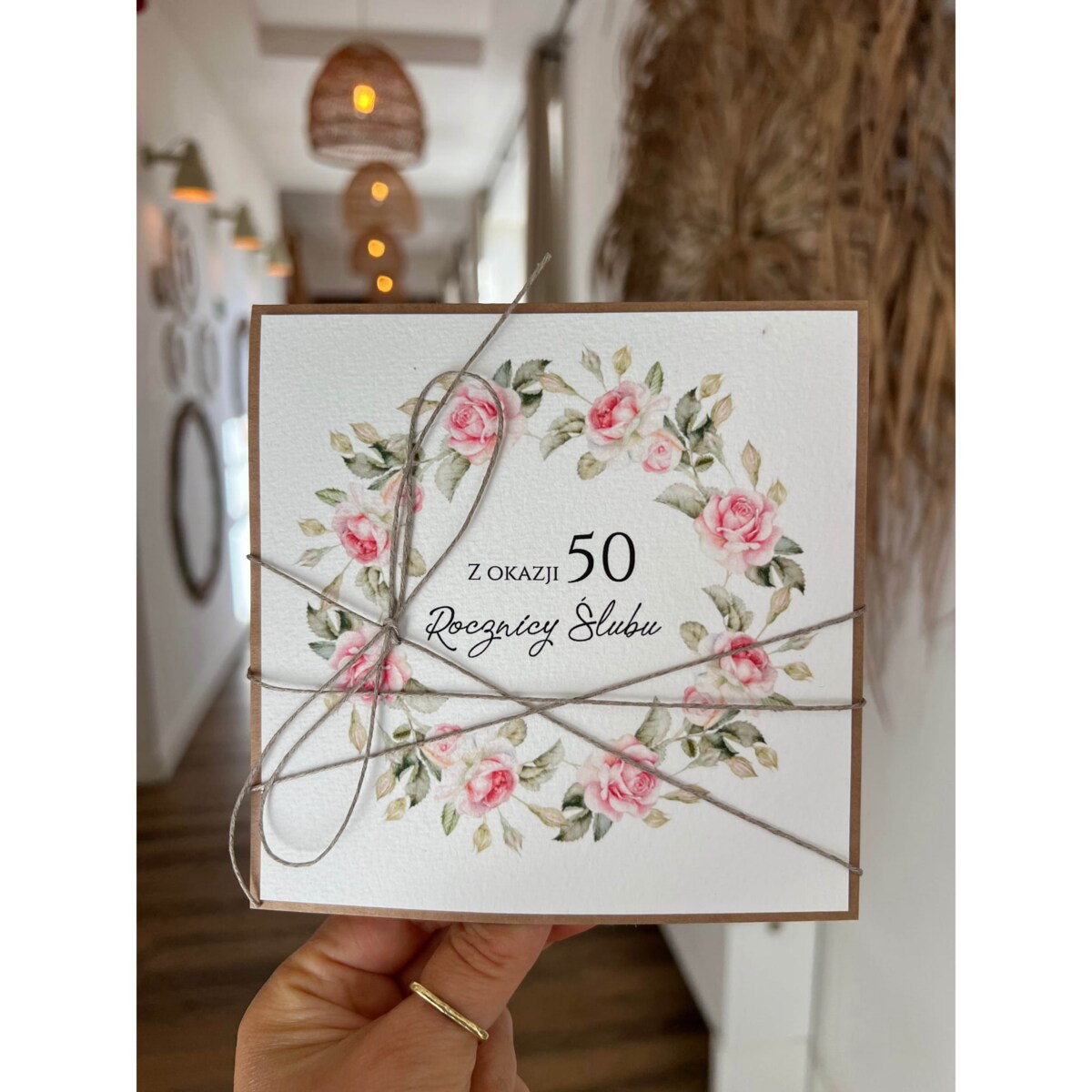 Wyjątkowa ręcznie robiona kartka życzenia z okazji 50. rocznicy ślubu - pięćdziesiąta rocznica ślubu - pomysł na prezent na złote gody