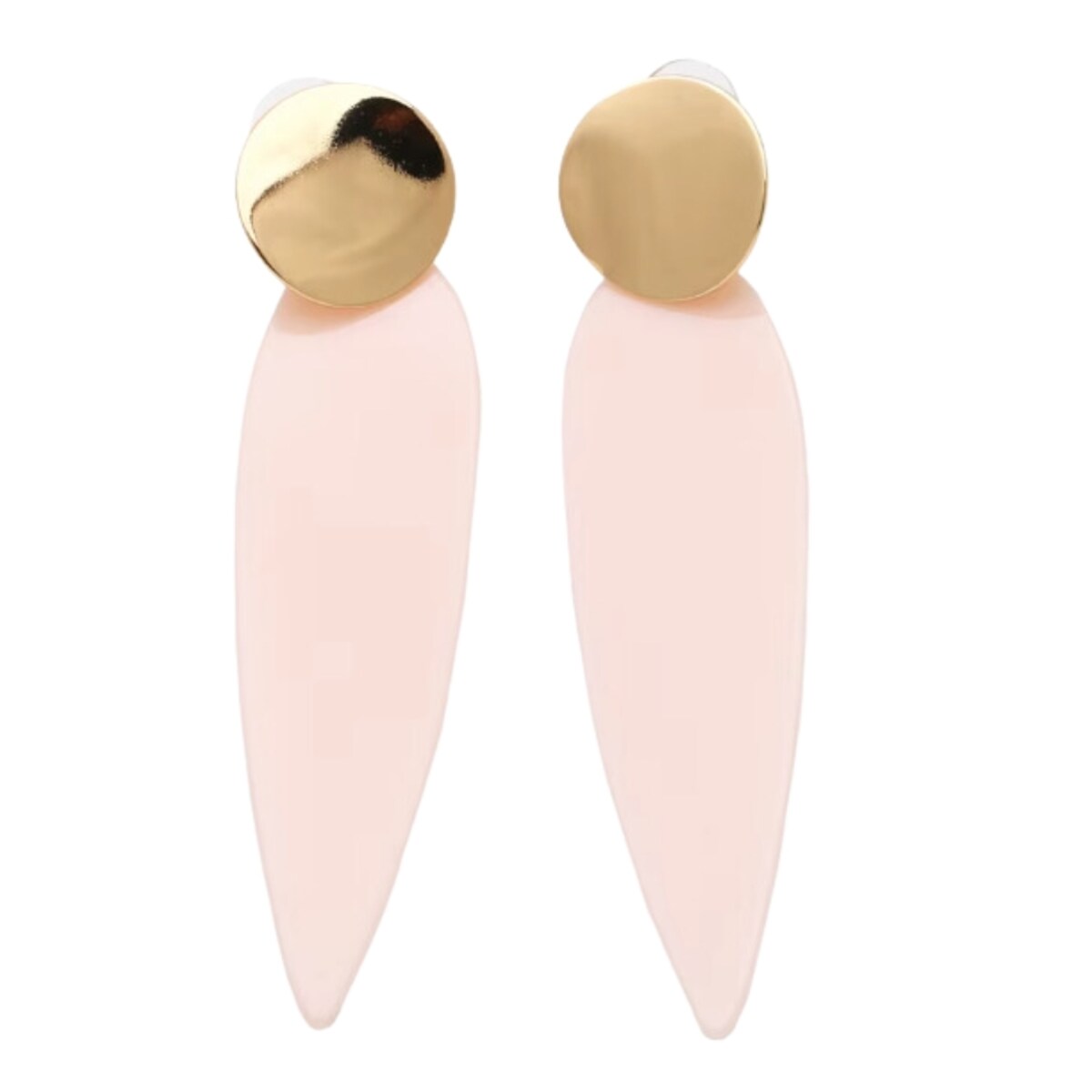 Różowe kolczyki jasne pastelowe akrylowe lekkie klasyczne złote okrągłe