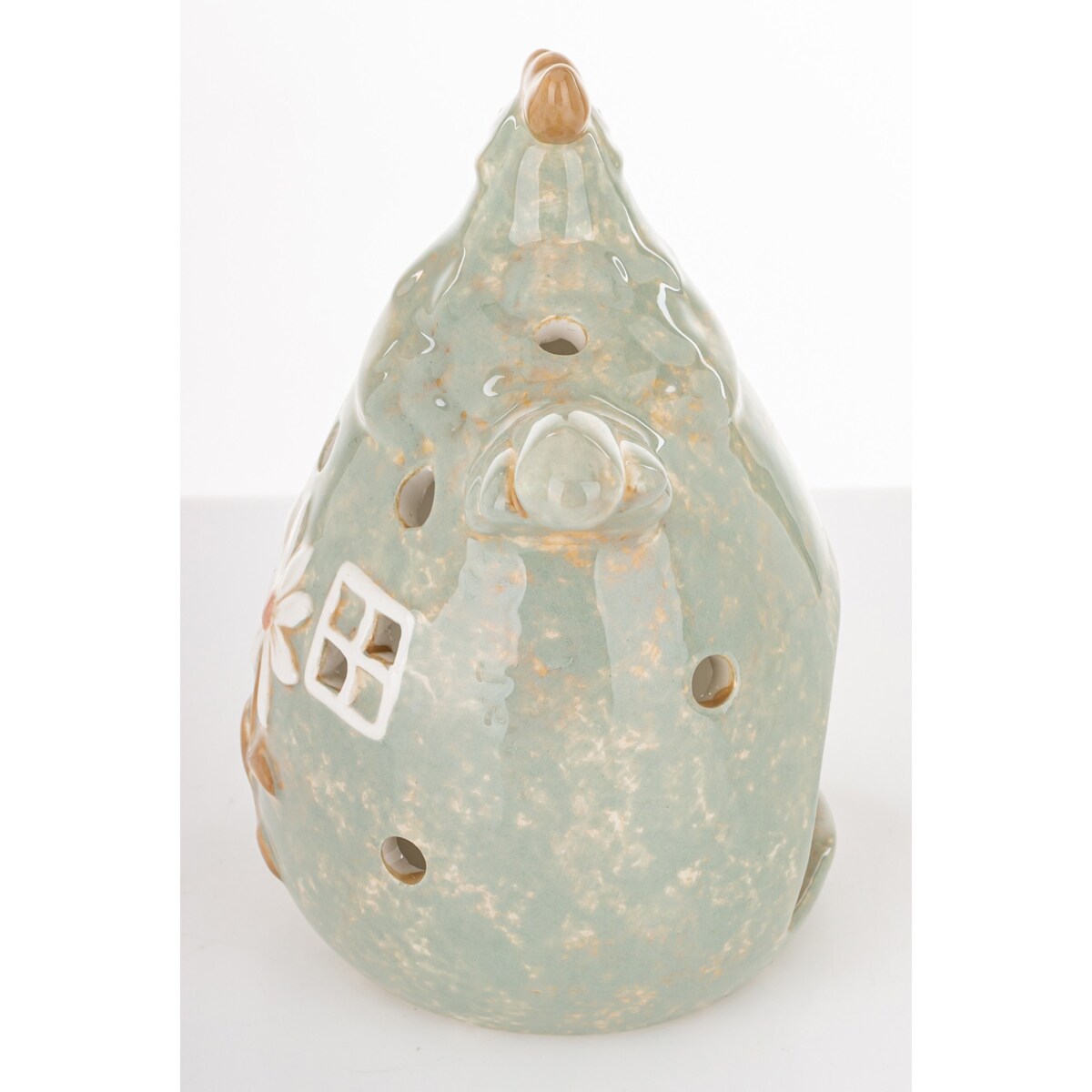 Figurka ceramiczna - kura z kwiatkiem 15,5x10x10 cm KWOKA kominek na tealight