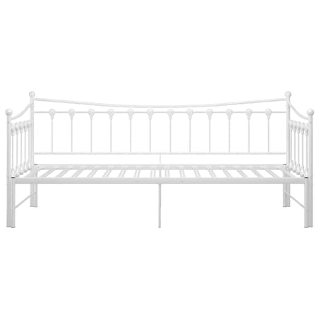 vidaXL Sofa z wysuwaną ramą łóżka, biała, metalowa, 90x200 cm