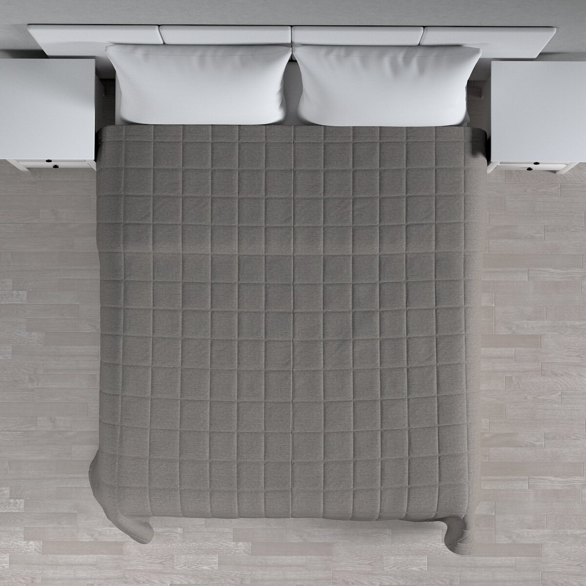 Narzuta pikowana w kratę 130x210 grafit