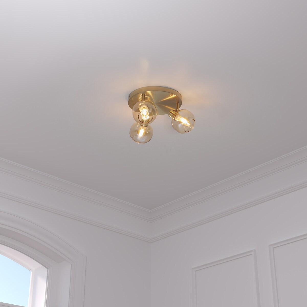 Lampy sufitowe PILLA, złoto i szklane klosze, 3 punktowe