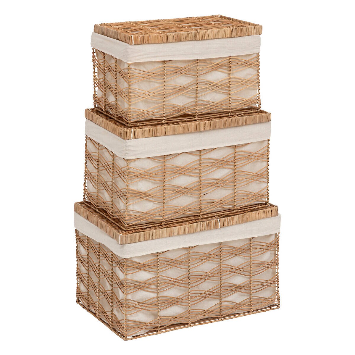 Pudełka do przechowywania plecione ROSY, 3 pojemniki