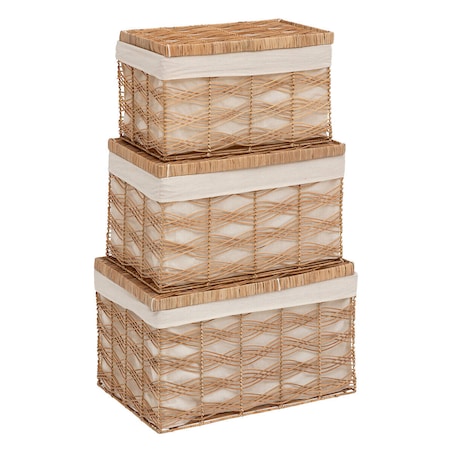 Pudełka do przechowywania plecione ROSY, 3 pojemniki