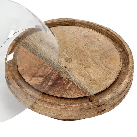 Patera z wysoką podstawą i kloszem 17x19x19 cm PEAHI-2 drewna mango