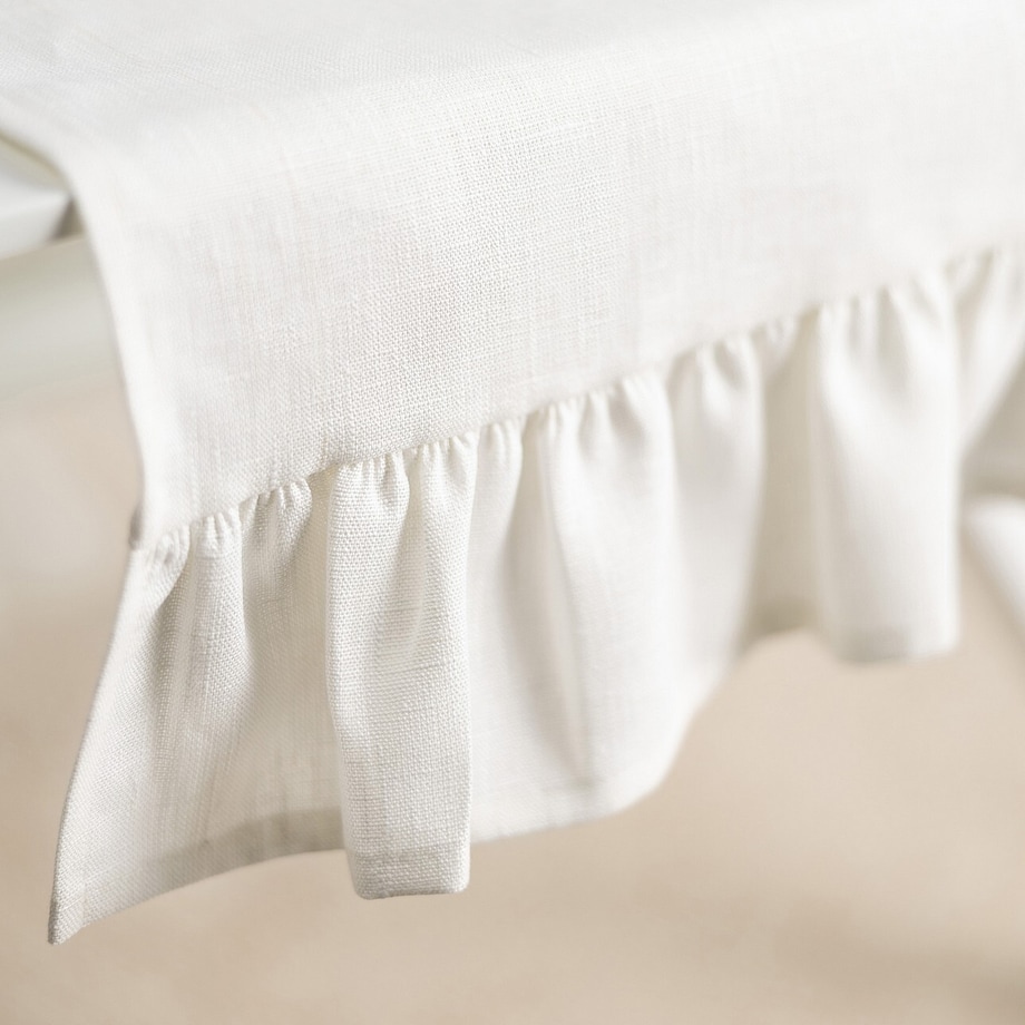 Bieżnik z falbaną 40x160 cm 40x160 śmietankowy biały