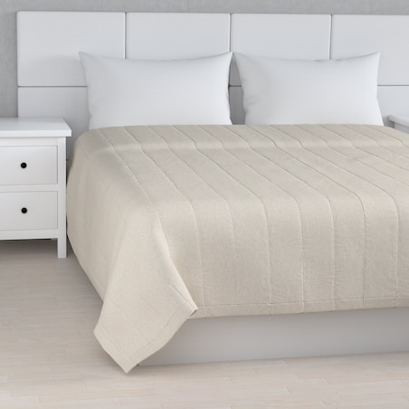 Narzuta pikowana w pasy 130x210 melanż szaro-beżowy