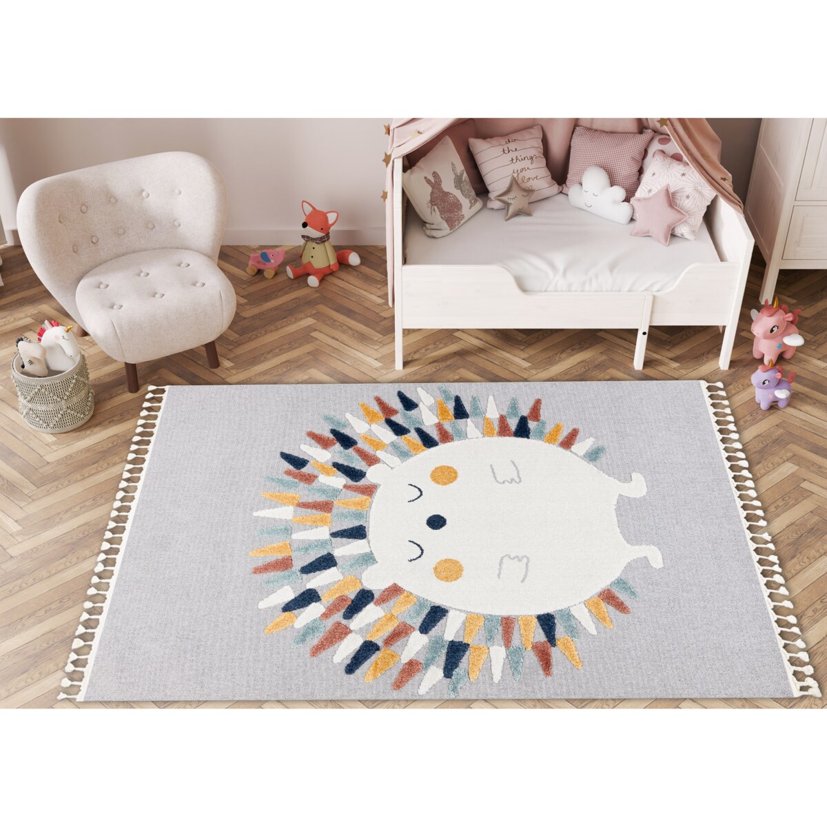 Dywan YOYO GD73 szary / biały - Jeż dla 160x220 cm