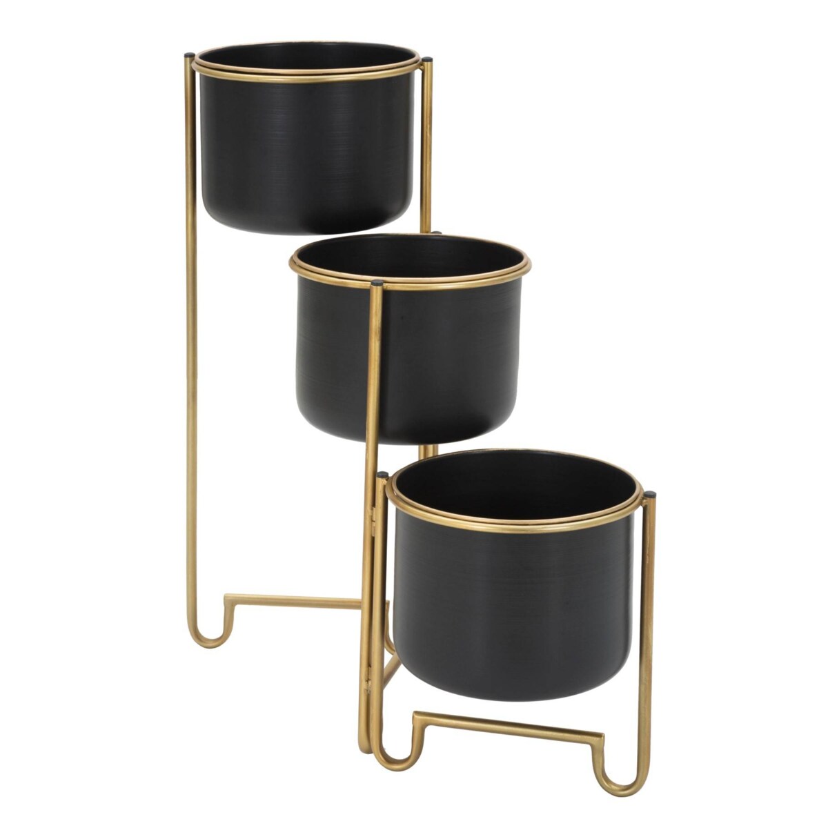 Doniczki metalowe na składanym stojaku, wys. 55 cm