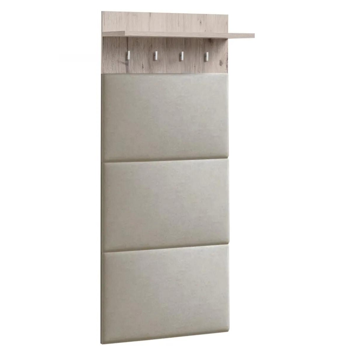 Wieszak tapicerowany do przedpokoju GUSTAVO dąb wellington/beżowy