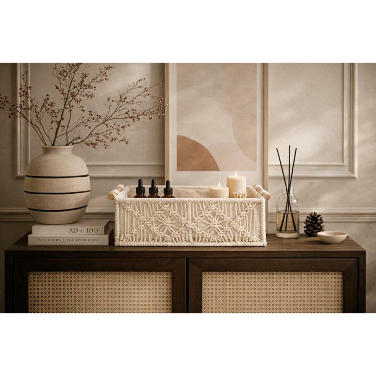 Koszyk dekoracyjny SHP BOHO beżowy