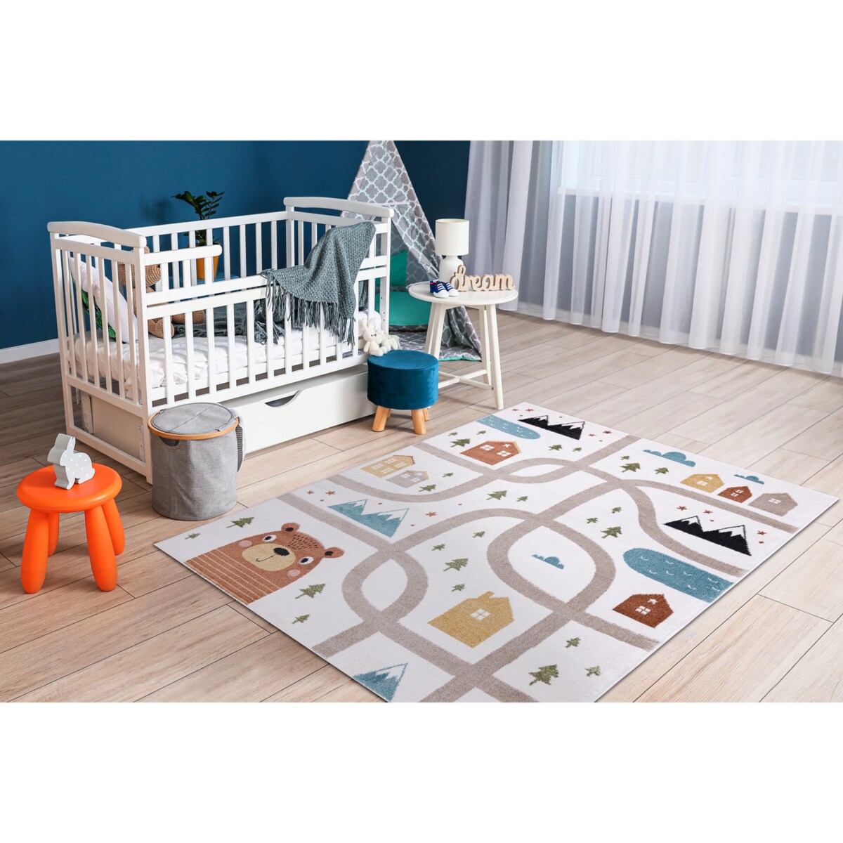 Dywan FUN Polar dla dzieci, uliczki, las, 200x290 cm