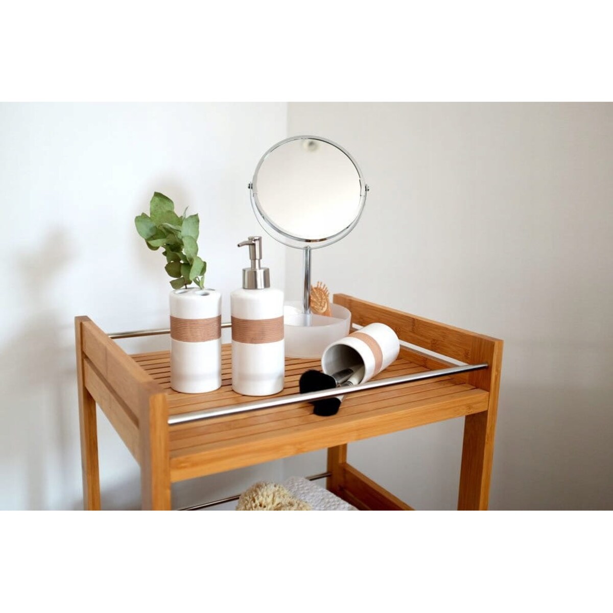 Lusterko Kosmetyczne Powiększające na Stojaku X3 makijaż Obrotowe Srebrne