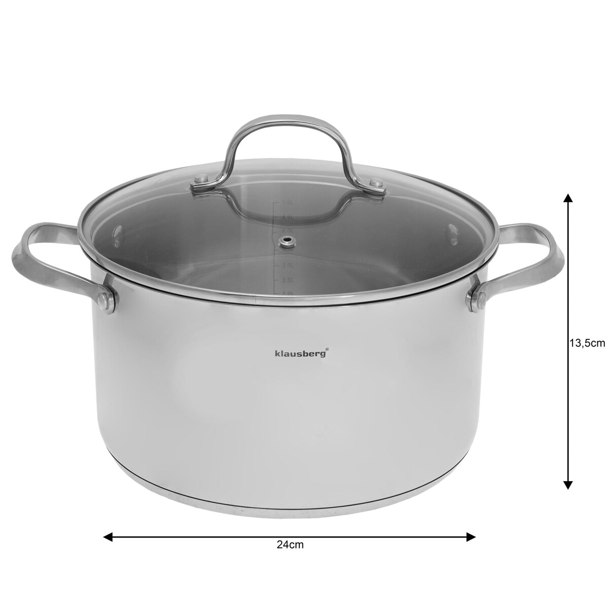 Garnek stalowy z pokrywką indukcja gaz 5.9L 24cm KLAUSBERG Premium 18/10