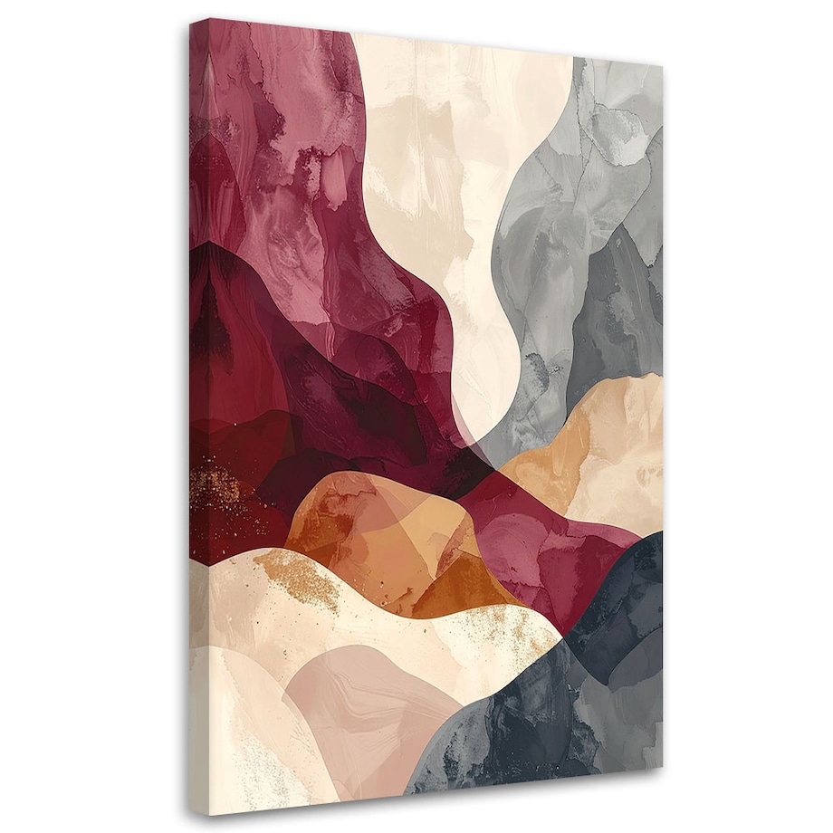 Obraz do salonu sypialni biura hotelu spa, Abstrakcja styl boho w bordowych i beżowych kolorach 40x60 cm