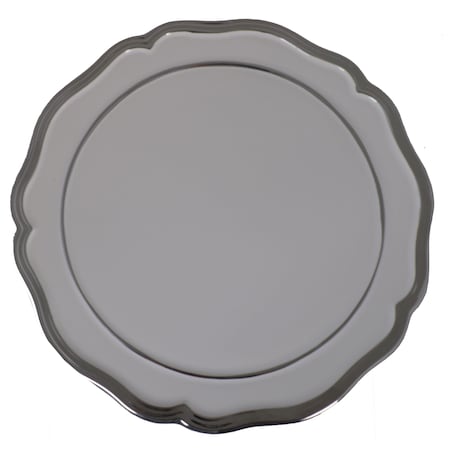 Patera ceramiczna ze srebrnym paskiem 28x28x12 cm KETO biała