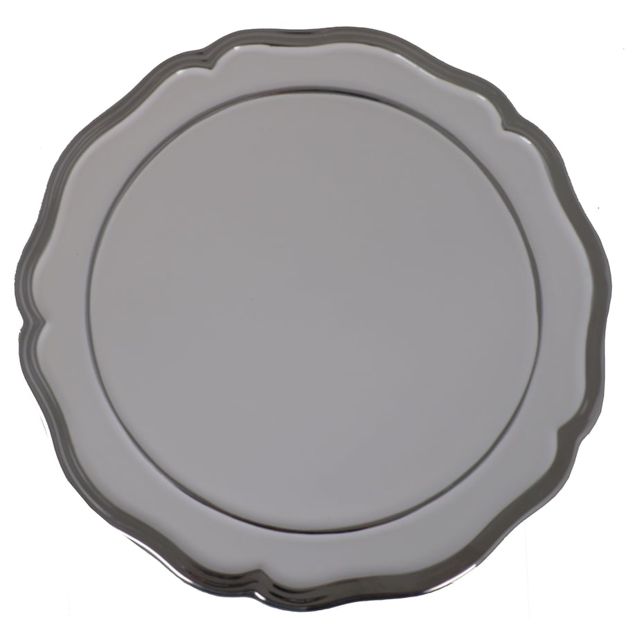 Patera ceramiczna ze srebrnym paskiem 28x28x12 cm KETO biała