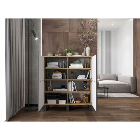 Komoda Industrialna Komoda Loft Czarny MAT Dąb Wotan 113 cm