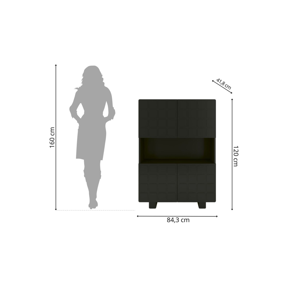 Nowoczesna komoda z frontami 3D Skandica CUBO HIGH / kolor czarny / szer. 85 cm