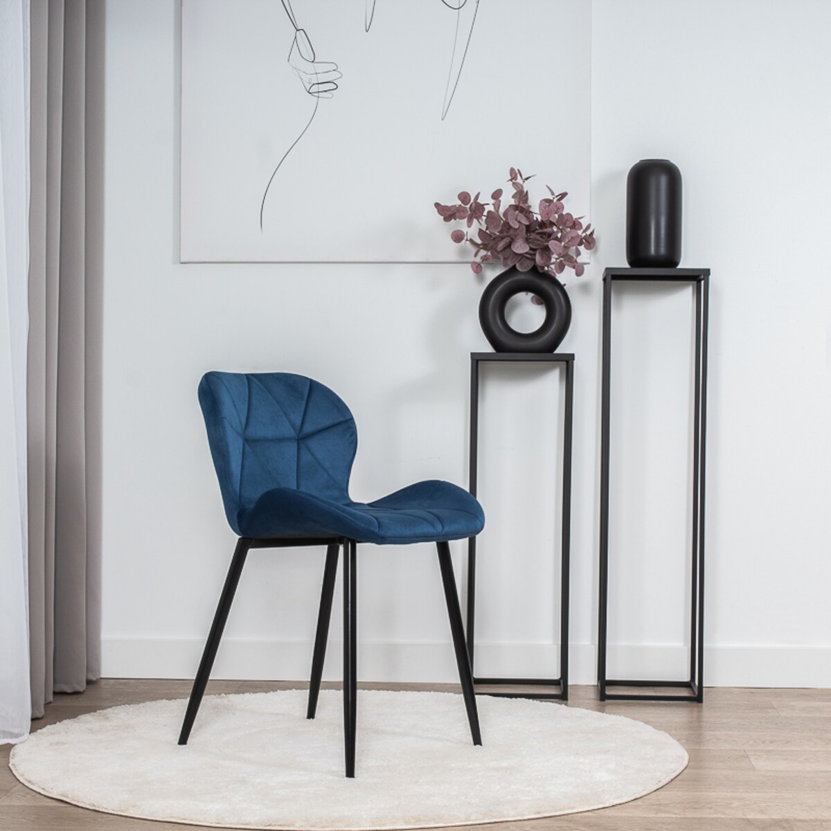 Krzesło tapicerowane skandynawskie nowoczesne welurowe pikowane