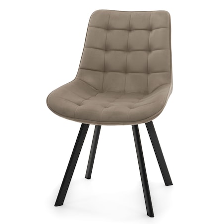KRZESŁO TAPICEROWANE WELUROWE DO SALONU JADALNI GLAMOUR CIEMNOBEŻOWE TORI
