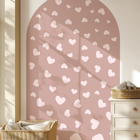 Naklejka na ścianę łuk różowy vintage - serca L