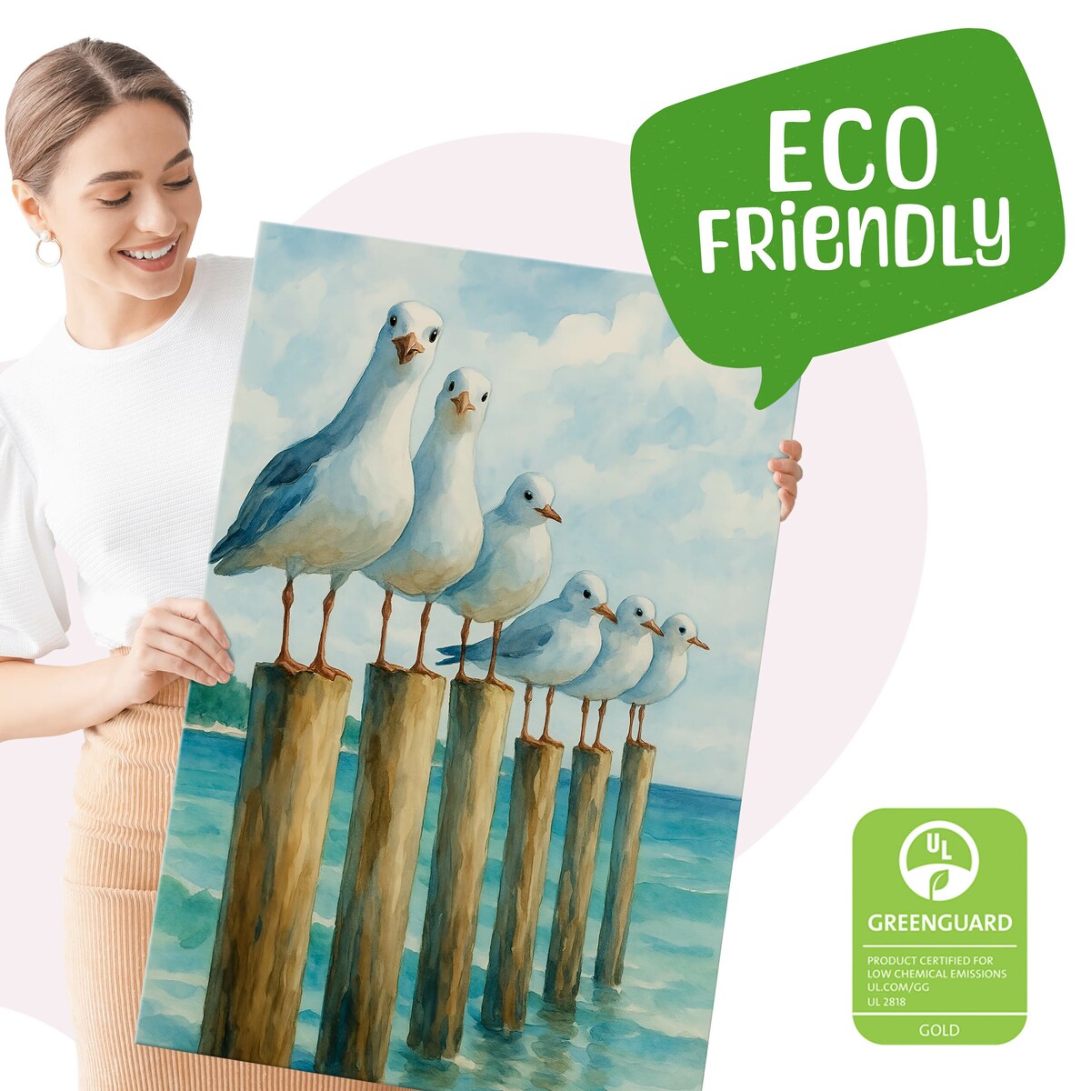 Obraz Na Płótnie Malowane Mewy 40x50cm