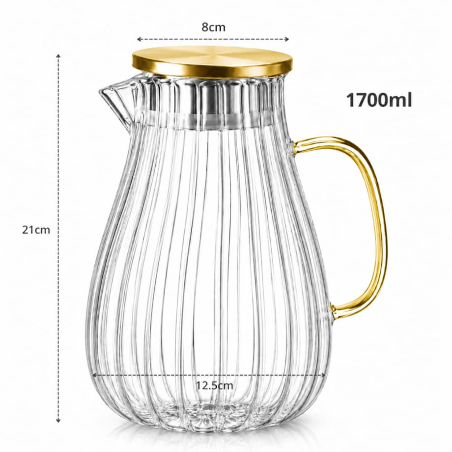 Dzbanek z falowanymi ściankami i uchwytem z pokrywką 1700 ml 1szt DZ05