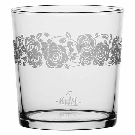 Zestaw 6 szklanek z grubym dnem Babila róże - Przezroczysty, 350 ml