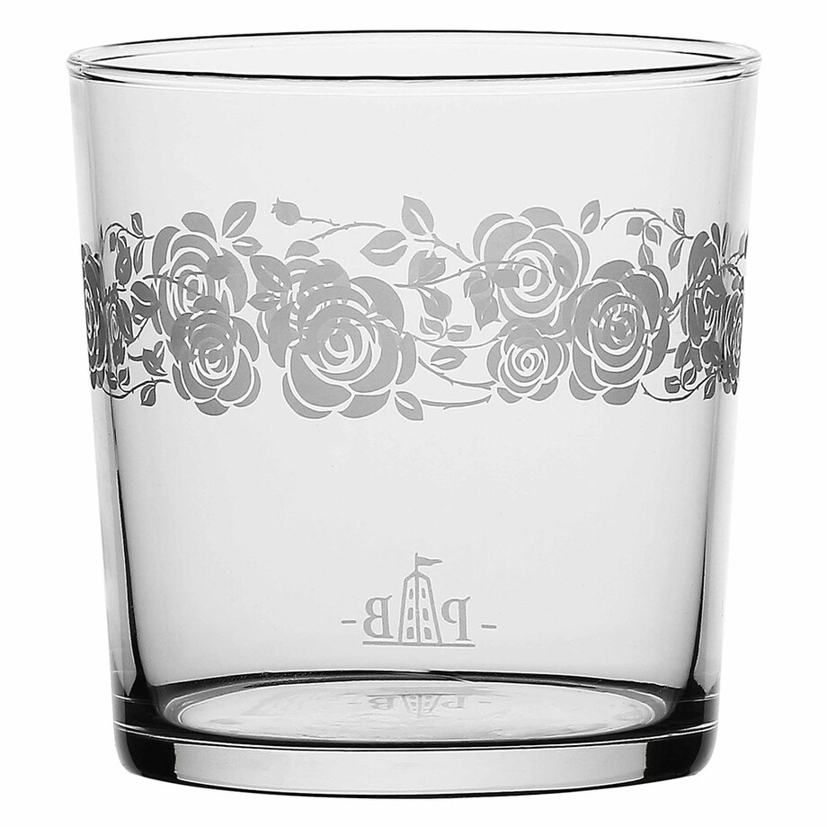 Zestaw 6 szklanek z grubym dnem Babila róże - Przezroczysty, 350 ml