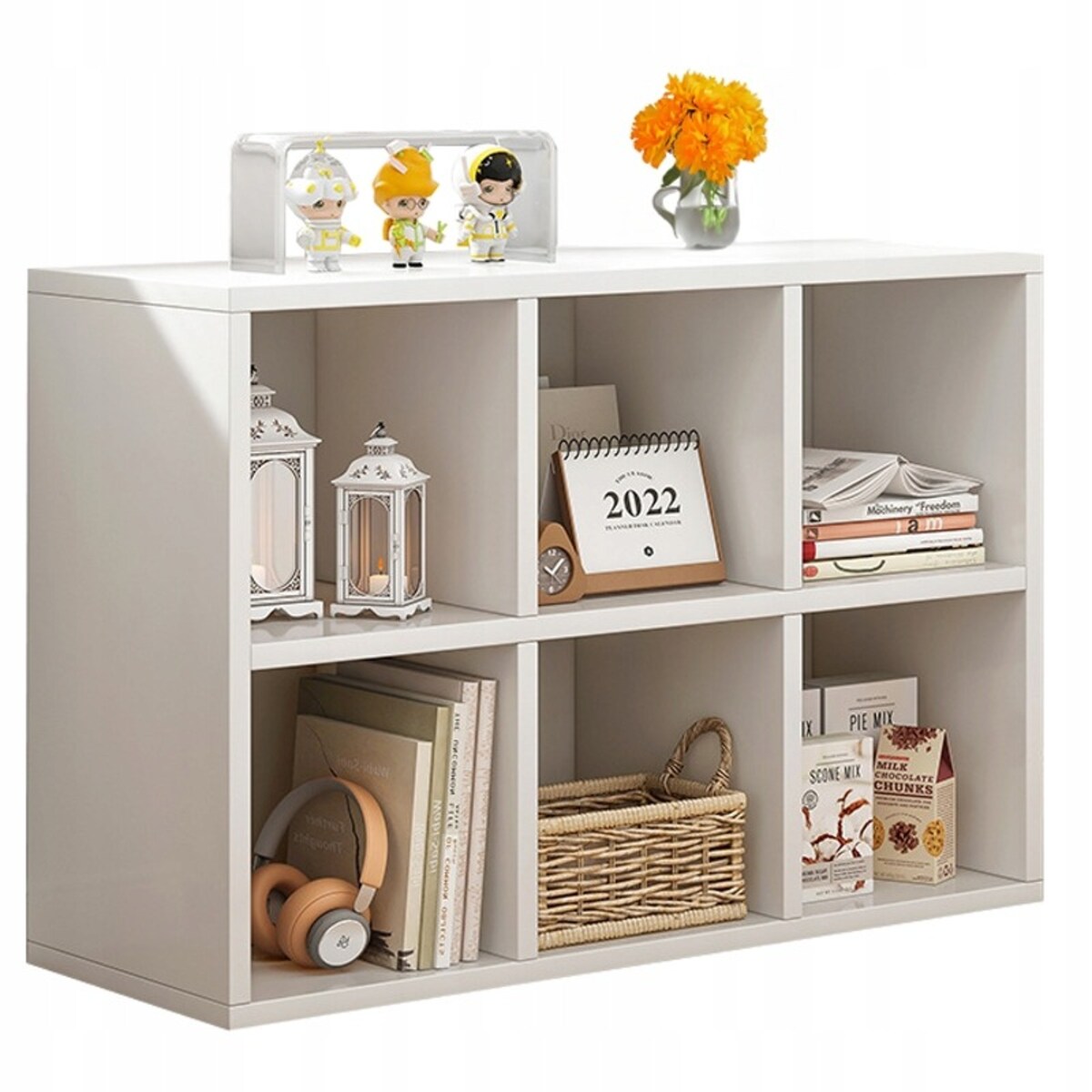 Regał biały na książki z 6 półkami loft