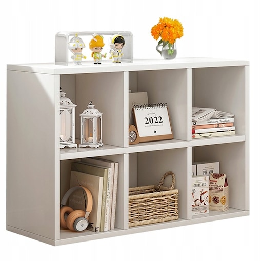 Regał biały na książki z 6 półkami loft