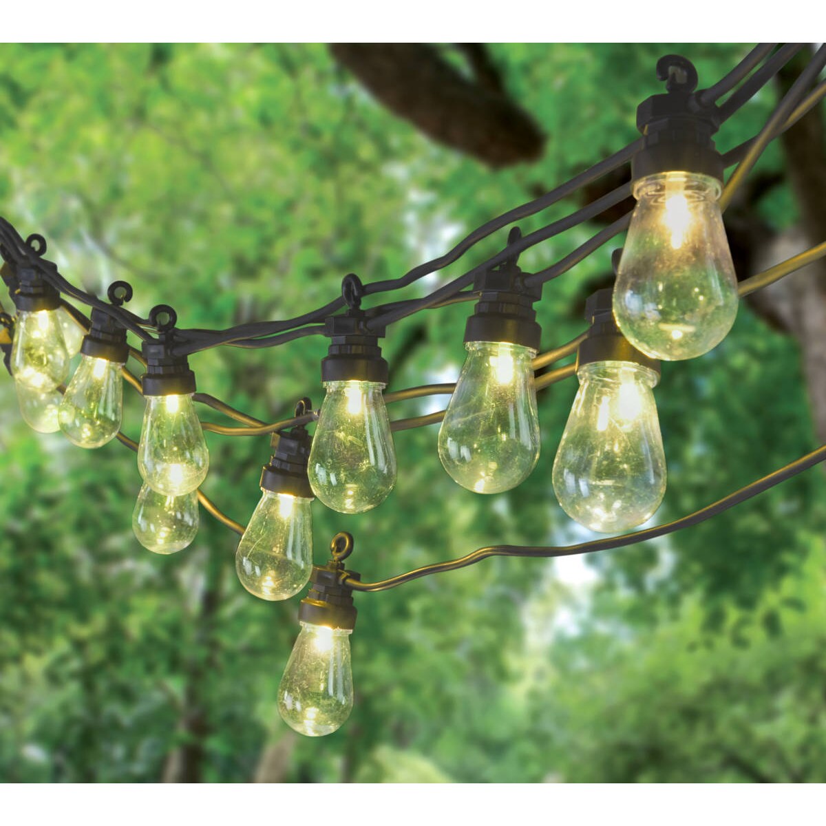 Lampki balkonowe na sznurze 12,5 m, 20 lampek, ciepłe światło LED