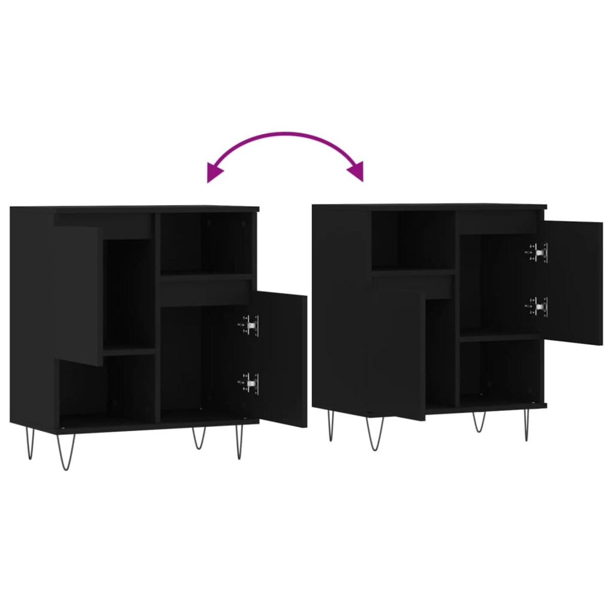 vidaXL Komoda, czarna, 60x35x70 cm, materiał drewnopochodny